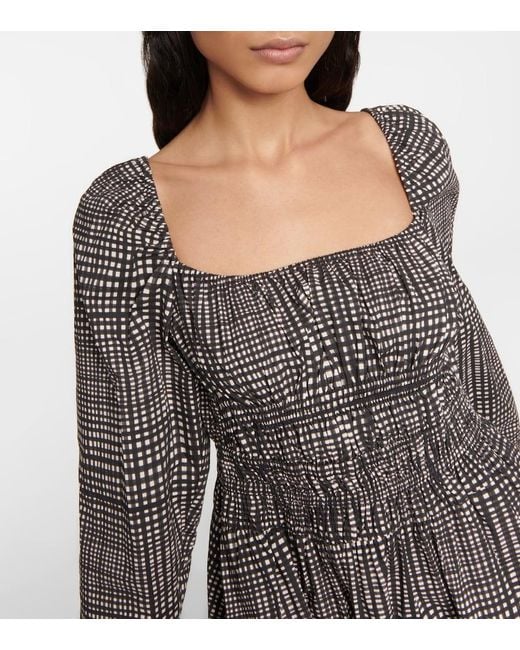 Proenza Schouler Gray White Label Checked Cotton Poplin Midi Dress