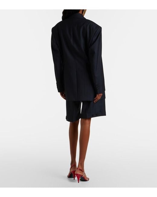 Versace Blue Pinstriped Virgin Wool Bermuda Shorts