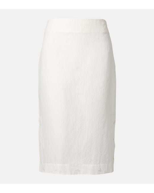 Rohe White Floral Semi-Sheer Organza Pencil Skirt