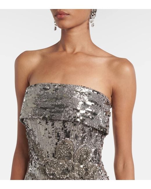 Elie Saab Gray Robe Mit Pailletten