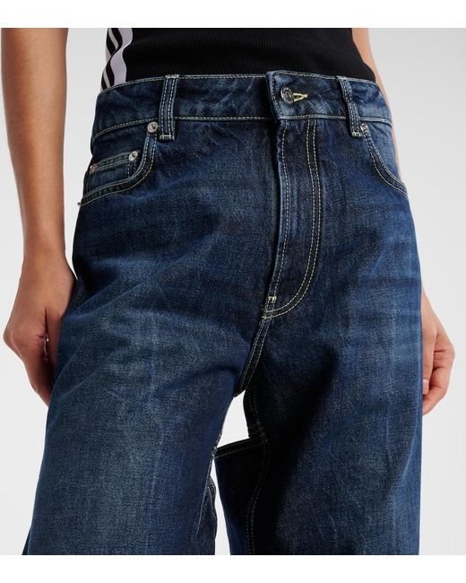 Jean Paul Gaultier Blue Cutout High-Rise Wide-Leg Jeans