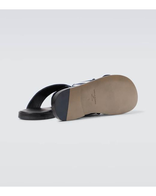Manolo Blahnik Blue Otawi Striped Canvas Slides for men