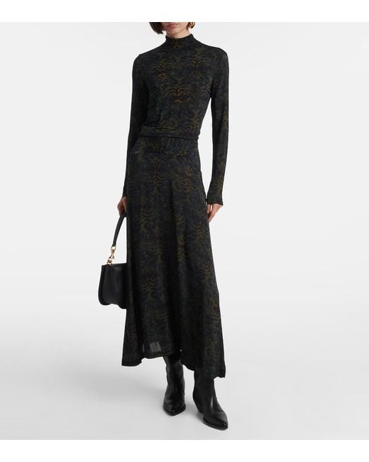 Falda Larga Paola De Jersey Estampada Ulla Johnson de color Black