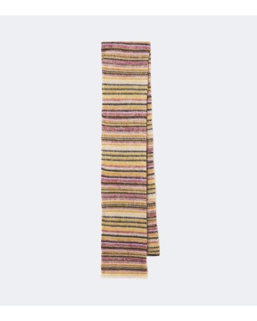 Isabel Marant White Mouna Striped Mohair And Wool-Blend Scarf