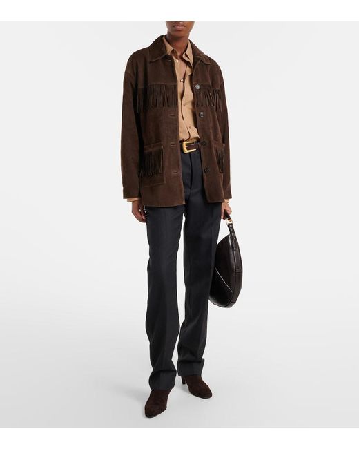 Nili Lotan Brown Foudre Fringed Suede Jacket