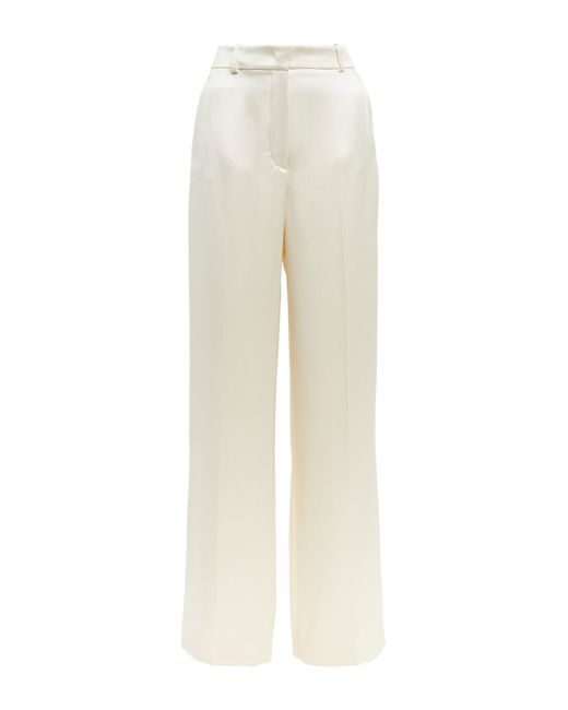 Loro Piana High-rise Wide-leg Silk Pants in White | Lyst