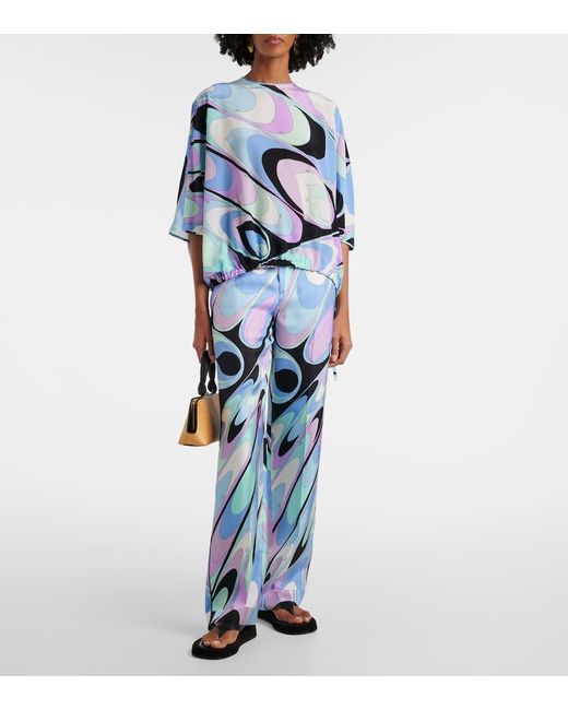 Emilio Pucci Blue Printed Blouse