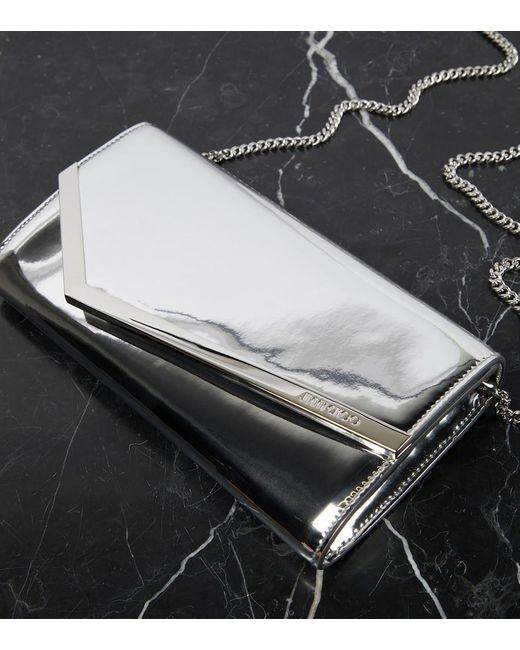 Jimmy Choo Gray Emmie Mirrored Clutch