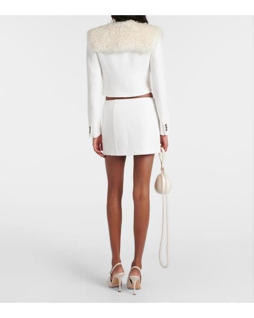 Chaqueta Cropped De Tweed A Cuadros Alessandra Rich de color White