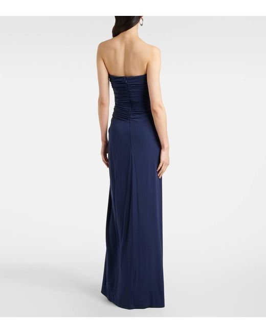 Abito Lungo Emma Con Ruches di Jonathan Simkhai in Blue