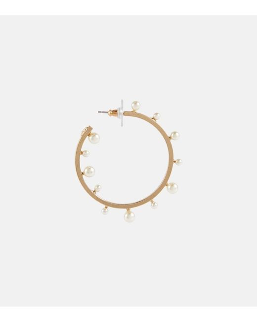 Jennifer Behr Metallic Odetta Faux Pearl Hoop Earrings
