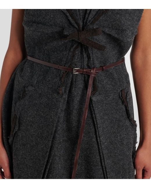 Prada Black Ruffled Virgin Wool Minidress