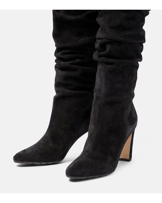 Manolo Blahnik Black Calassohi 90 Suede Mid-Calf Boots