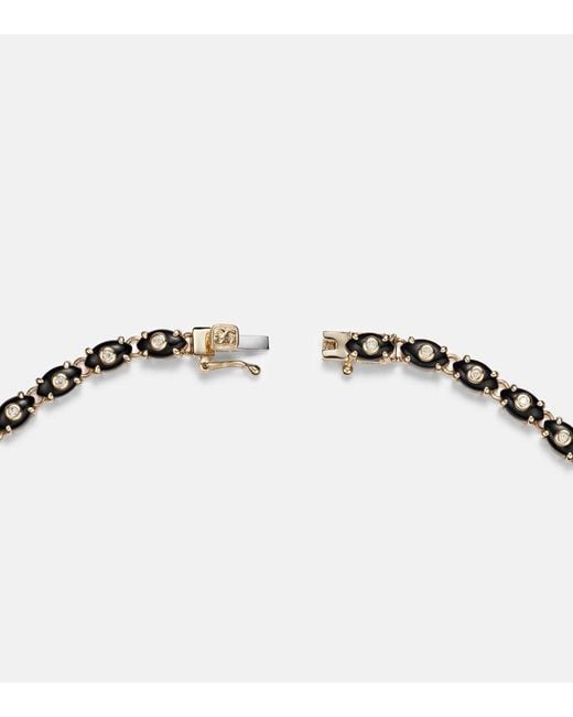Sydney Evan Metallic Tiny Carved Stone 14Kt Necklace With Onyxes And Diamonds
