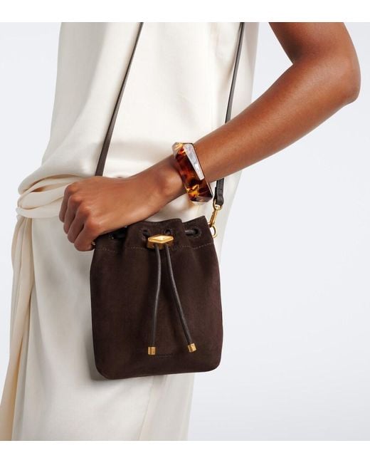 Jimmy Choo Black Bon Bon Small Suede Bucket Bag