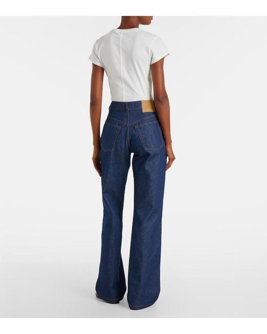 AMI Blue Mid-Rise Straight Jeans