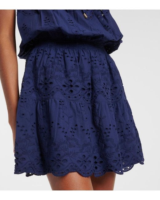 Melissa Odabash Blue Colette Cotton Broderie Anglaise Minidress