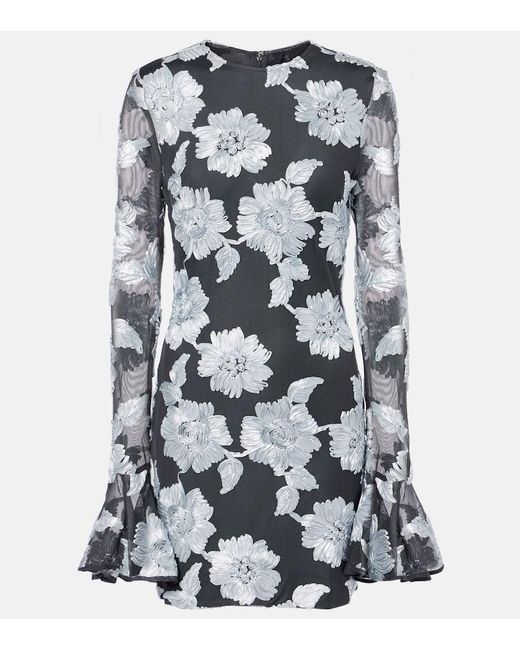 ROTATE BIRGER CHRISTENSEN Gray Besticktes Minikleid Aus Mesh