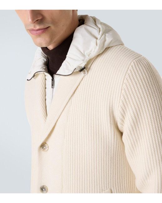 Herno Natural Ribbed-Knit Wool Cardigan for men
