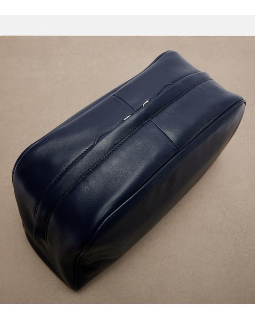 The Row Blue Leila Small Leather Clutch