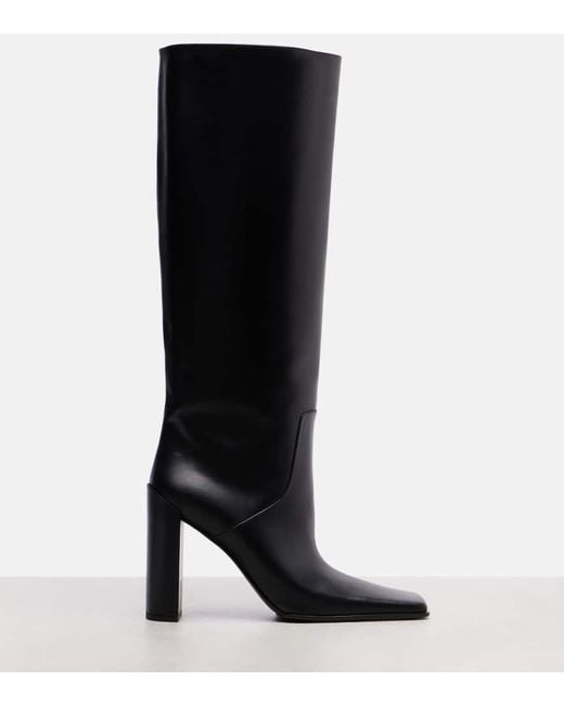 Alaïa Black Square Leather Knee-High Boots