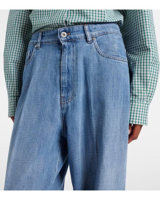 Miu Miu Blue Mid-Rise Wide-Leg Jeans
