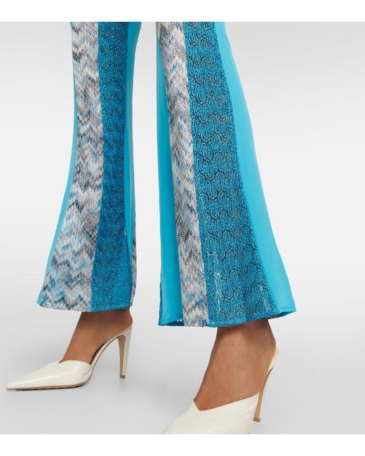 Missoni Blue Zig-Zag Knit Patchwork Pants