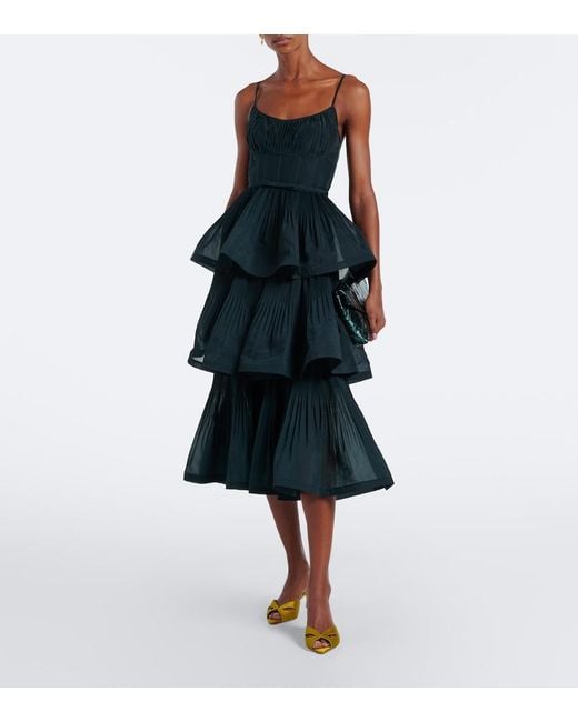 Zimmermann Black Pleated Tiered Bustier Dress