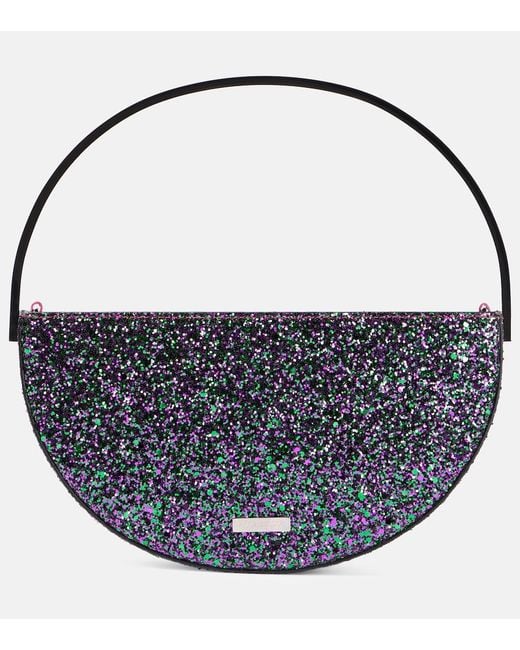 Aquazzura Blue Purist Mini Glitter Clutch