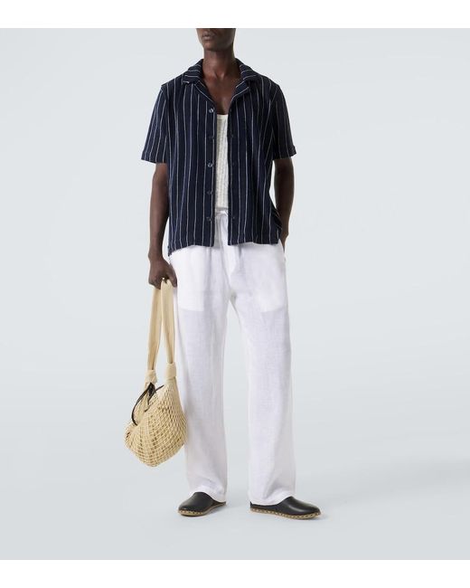 Orlebar Brown Blue Hawkin Striped Cotton Terry Shirt for men