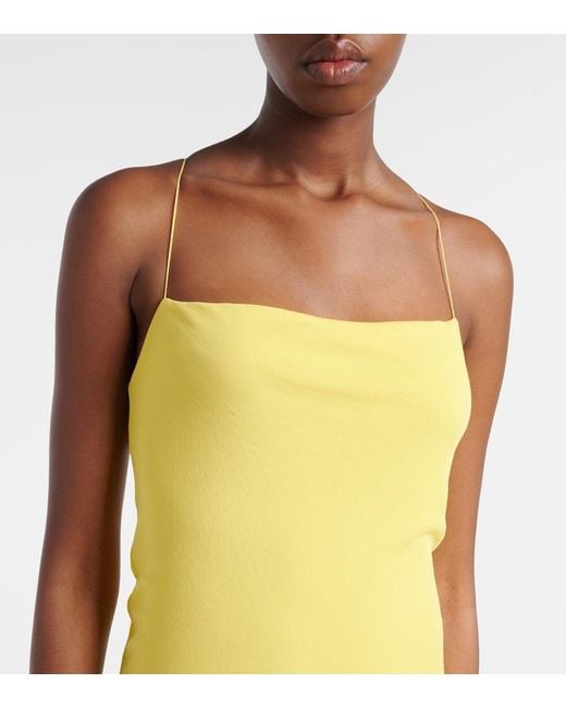 Jacquemus Yellow Abiha Gathered Jersey Midi Dress