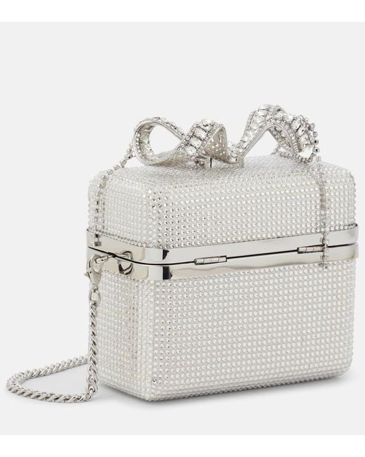 Self-Portrait White The Bow Micro Embellished Tote Bag