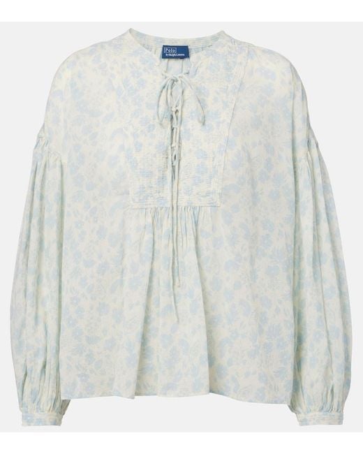 Polo Ralph Lauren White Floral Cotton Blouse