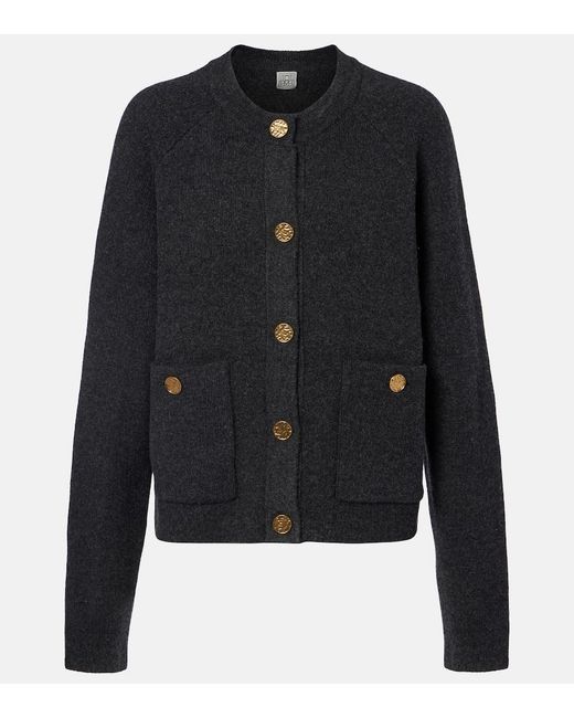Totême Black Wool-Blend Cardigan