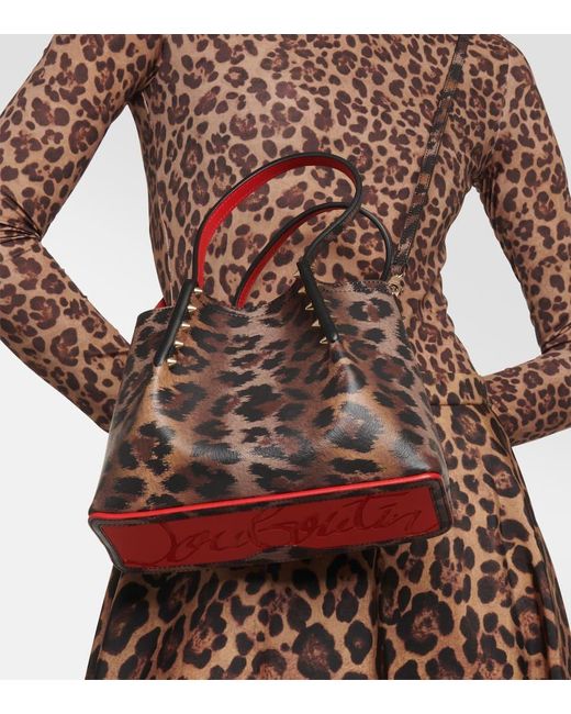 Christian Louboutin Brown Cabarock Small Leopard-Print Tote