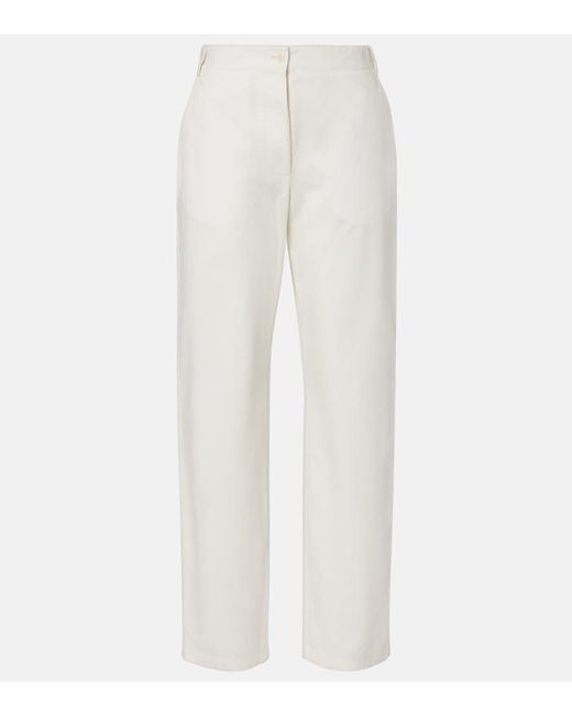 The Row White Fael Cotton Poplin Straight Pants