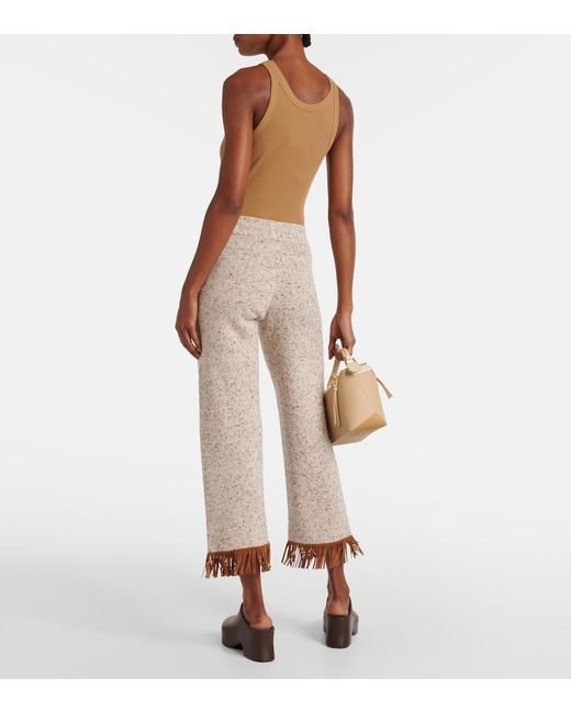 Alanui Natural Dreamscape Fringed Wool-Blend Pants