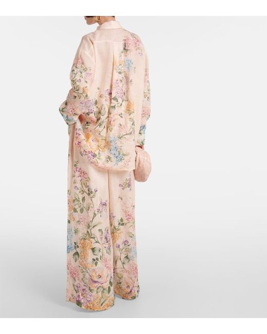 Camisa Halliday de lino floral Zimmermann de color Natural