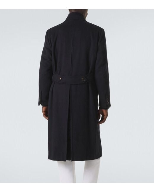 Umit Benan Black President Double-Breasted Wool Coat for men