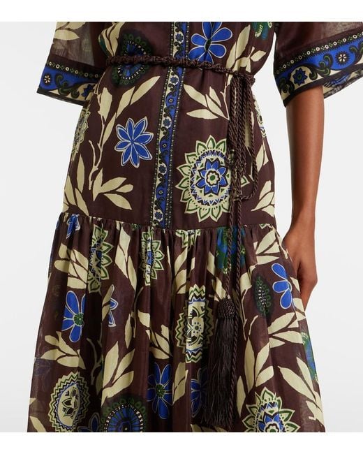 ALÉMAIS Black Jasper Printed Cotton And Silk Shirt Dress