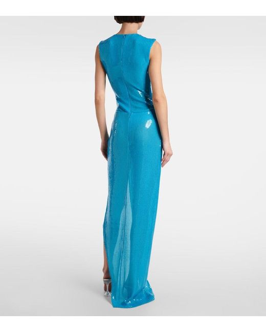 Alex Perry Blue Asymmetric Sequined Gown
