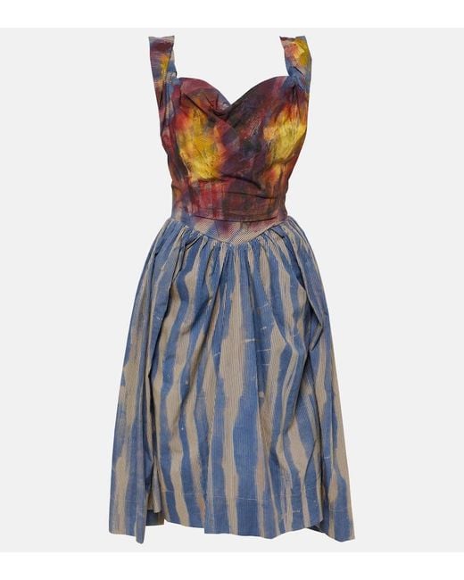 Vivienne Westwood Blue Sunday Striped Cotton Corset Dress