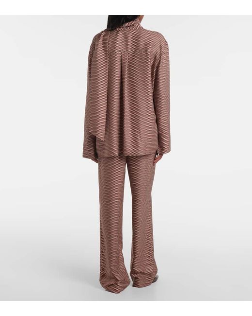 Blusa De Seda Estampada Con Panuelo Joseph de color Brown