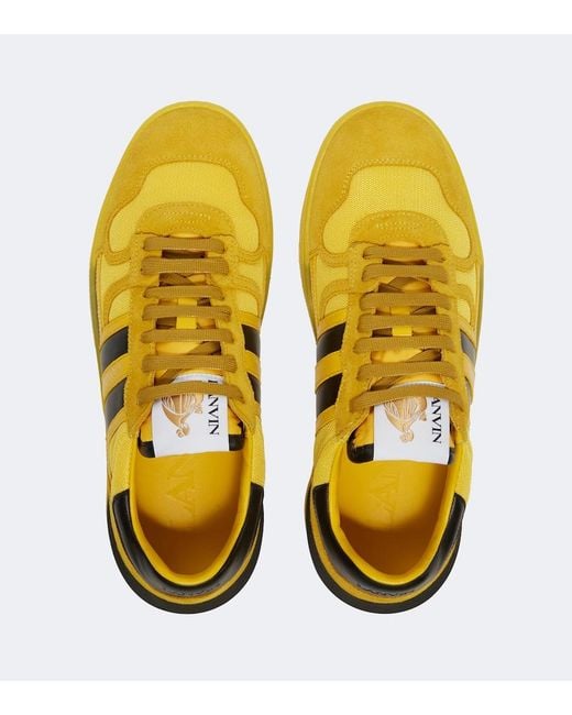 Lanvin Yellow Clay Leather-Trimmed Sneakers for men