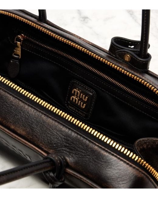 Miu Miu Black Beau Logo Leather Shoulder Bag