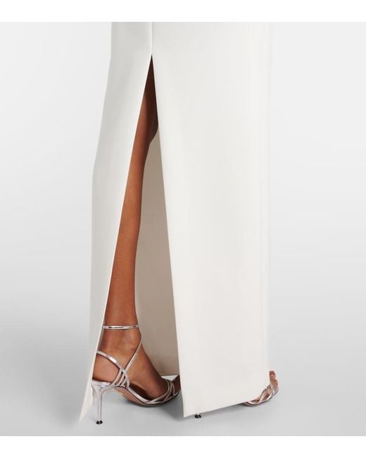 Roland Mouret White Bridal Floral-Applique Cady Gown