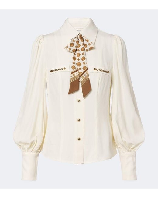 Zimmermann Natural Utility Tie-Neck Blouse