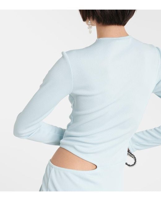 Christopher Esber Blue Gathered Cutout Jersey Midi Dress