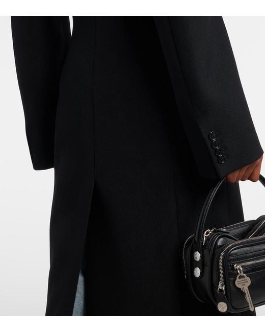 Acne Black Double-Breasted Peplum Wool Coat