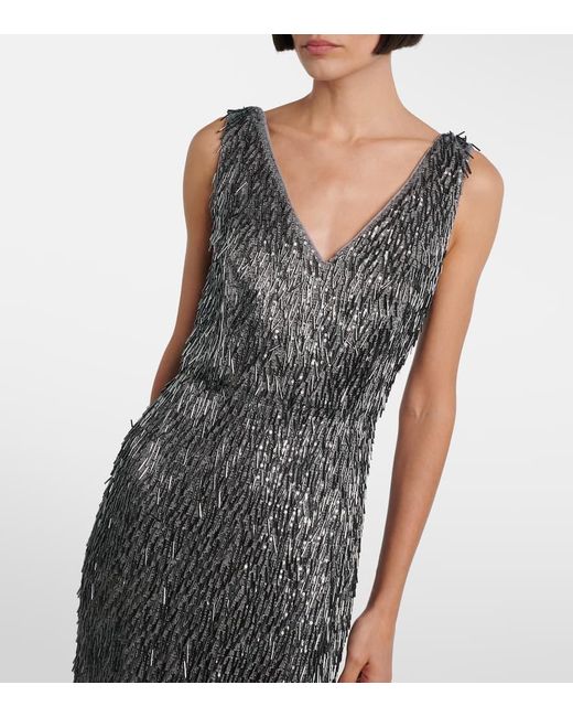 Erdem Gray Embellished Cocktail Dress